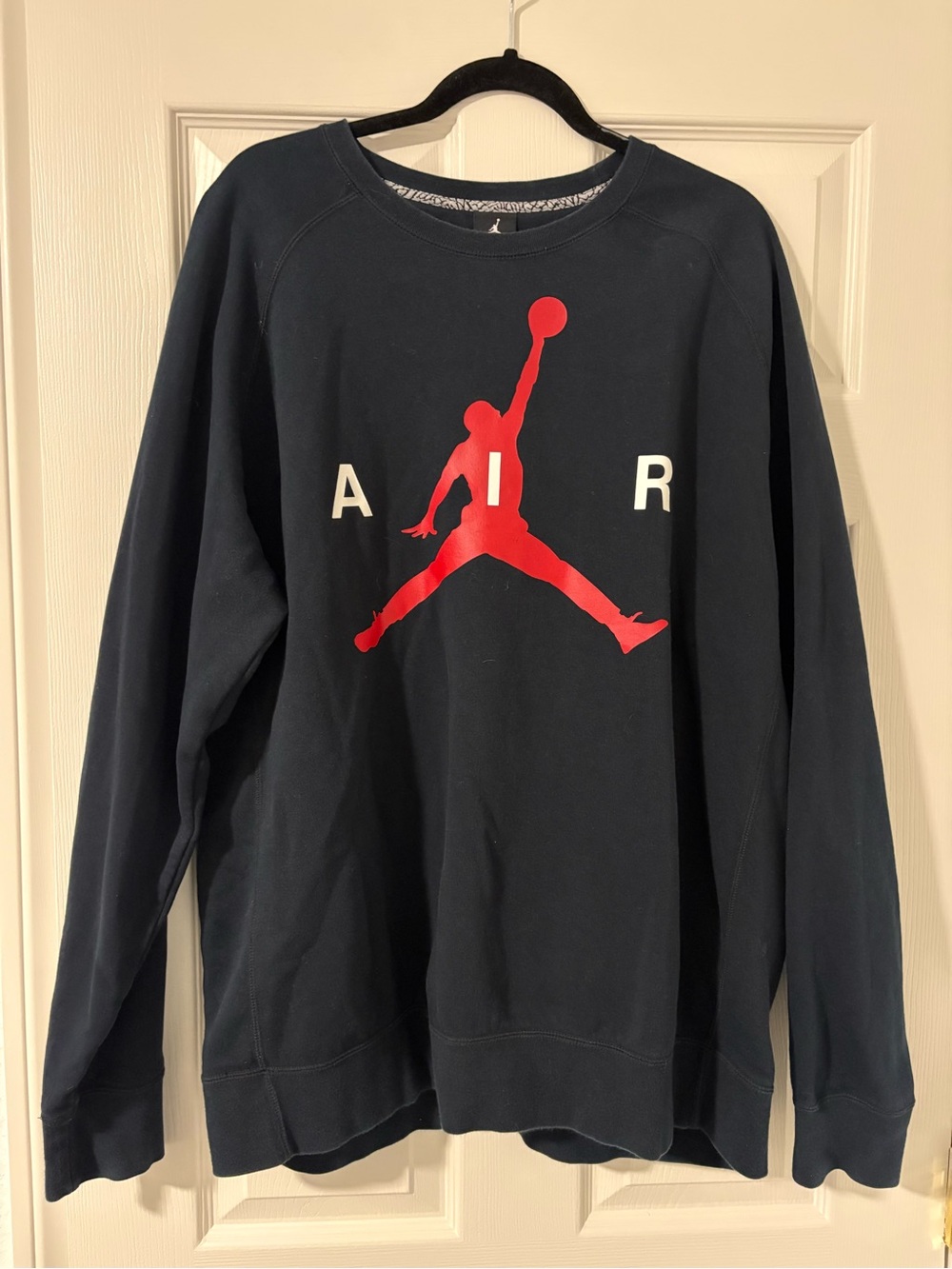 Men’s Jordan Air Jumpman Logo Pullover Sweatshirt Black Red Size XXL